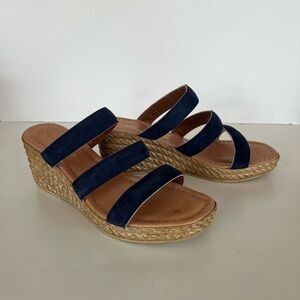 Mariella Women’s Leather Sock Triple Band Wedge Sandals, 9M